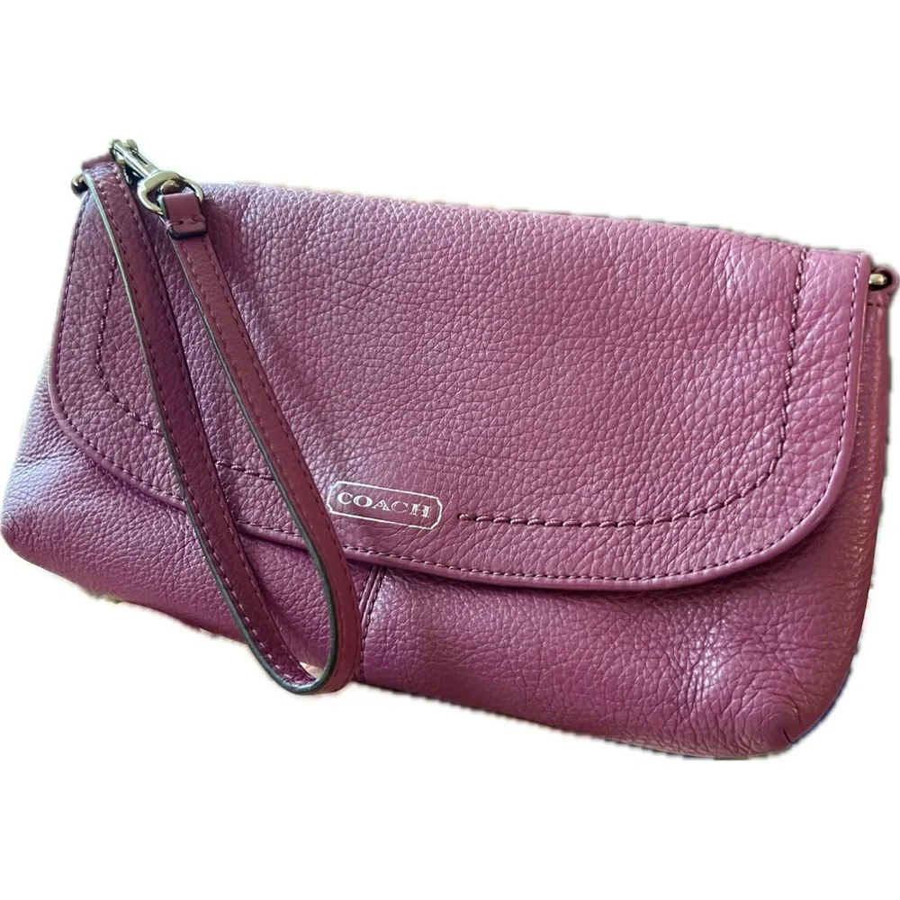 Coach Purple Pebbled Leather Clutch - Picture 4 of 15